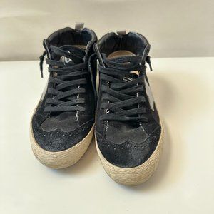 GOLDEN GOOSE Womens Black Suede Midstar Mid-Top Sneakers, Size: 36